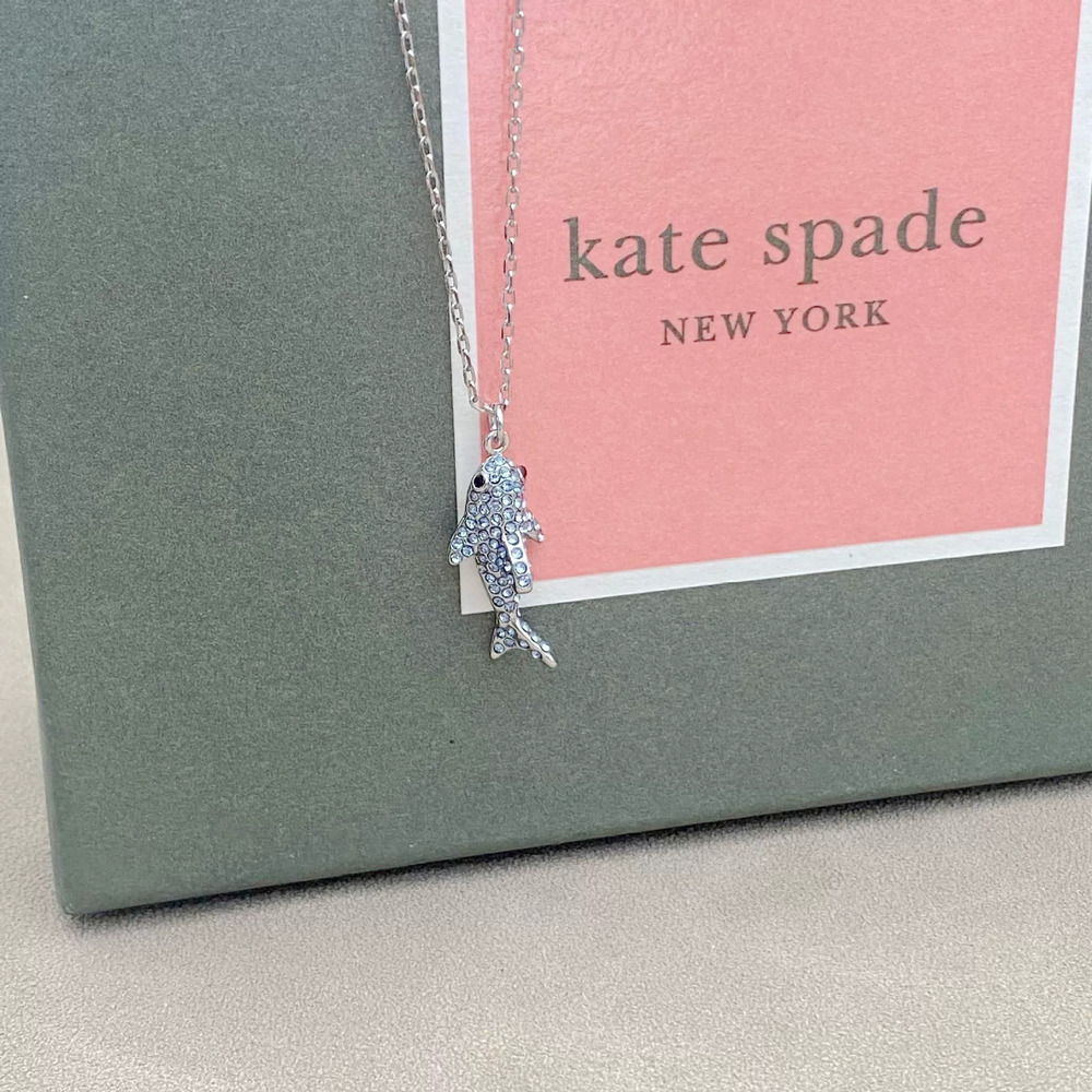 kate spade Summer Ocean Blue Diamond 3D Shark Pendant Necklace